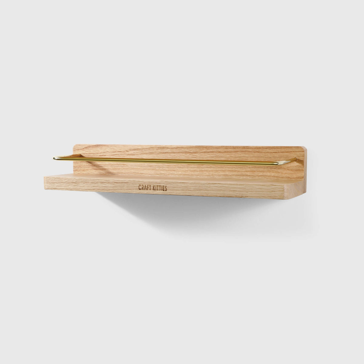 Walnut Oak Wall Shelf — Floating Bathroom Shelf in Honey Wood