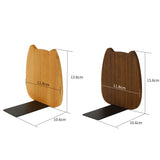 Wooden Cat Bookends — Handmade Solid Walnut