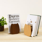 Wooden Cat Bookends — Handmade Solid Walnut
