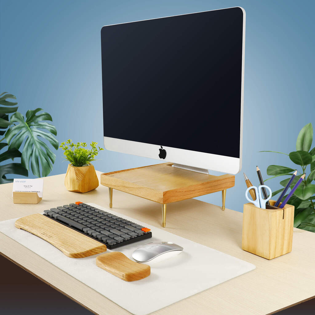 Red Oak iMac Wood Monitor Stand