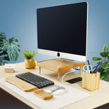 Solid Red Oak iMac Monitor Stand with USB Ports