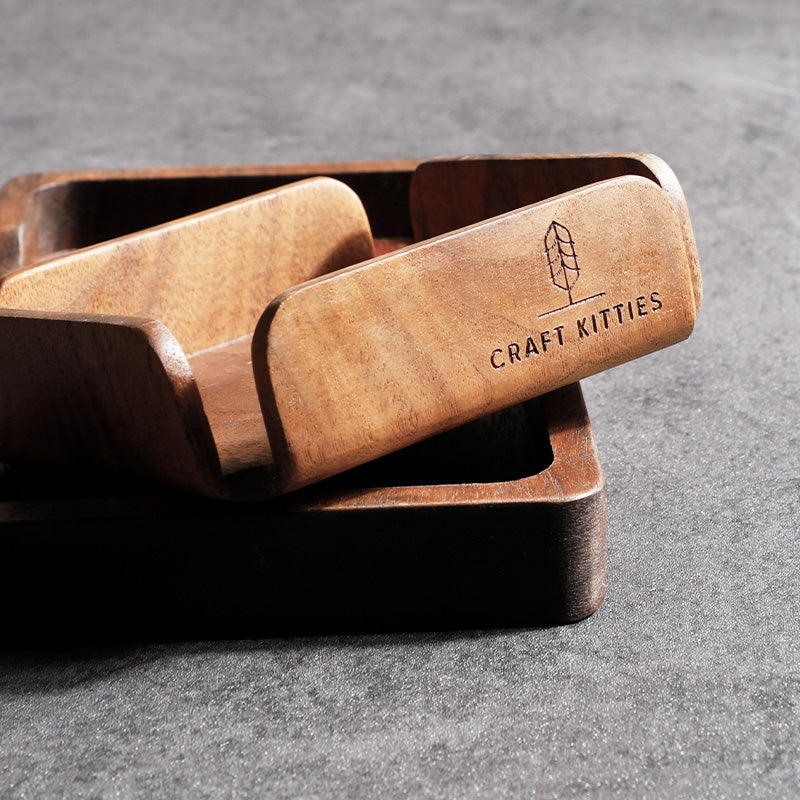 Small Walnut Wood Tray — Desk & Vanity Organizer