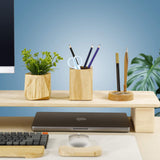Wooden Pen Holder for Desk — Geometric Pencil Cup