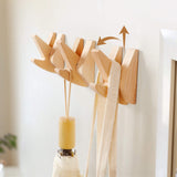 Natural Wood Swivel Wall Hooks — Rustic Carved Décor