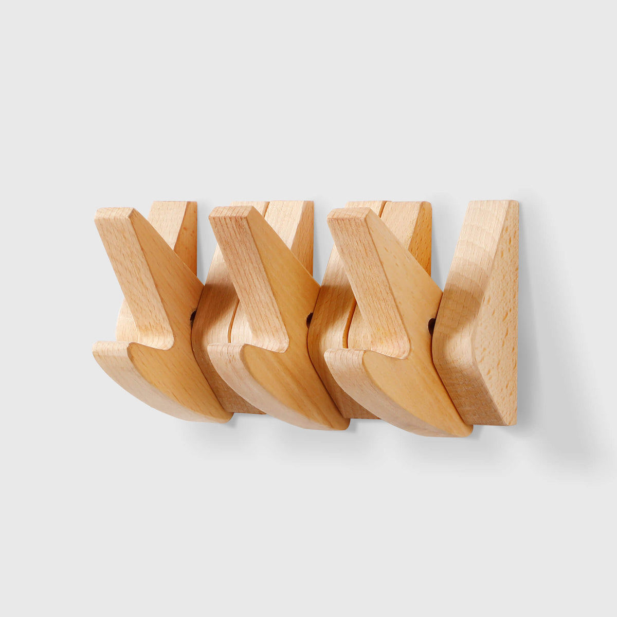 Natural Wood Swivel Wall Hooks — Rustic Carved Décor