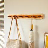 Two-Tone Beech & Walnut Wall Hook Rack — 2 to 6 Hooks