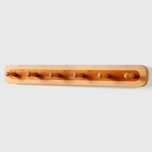 Two-Color Walnut Wood Splicing Row Of 2-Hooks