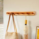 Two-Tone Beech Wood Wall Coat Hooks — 4, 5 or 6-Hook Row