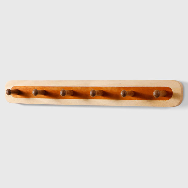 Two-Color Walnut Wood Splicing Row Of 2-Hooks