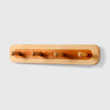 Two-Tone Beech Wood Wall Coat Hooks — 4, 5 or 6-Hook Row