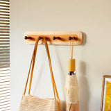 Two-Tone Beech Wood Wall Coat Hooks — 4, 5 or 6-Hook Row