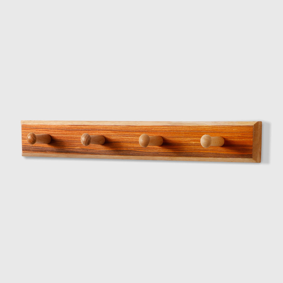 Rubberwood Wall Hook Rack with Brazilian Veneer — 4 to 6 Hooks