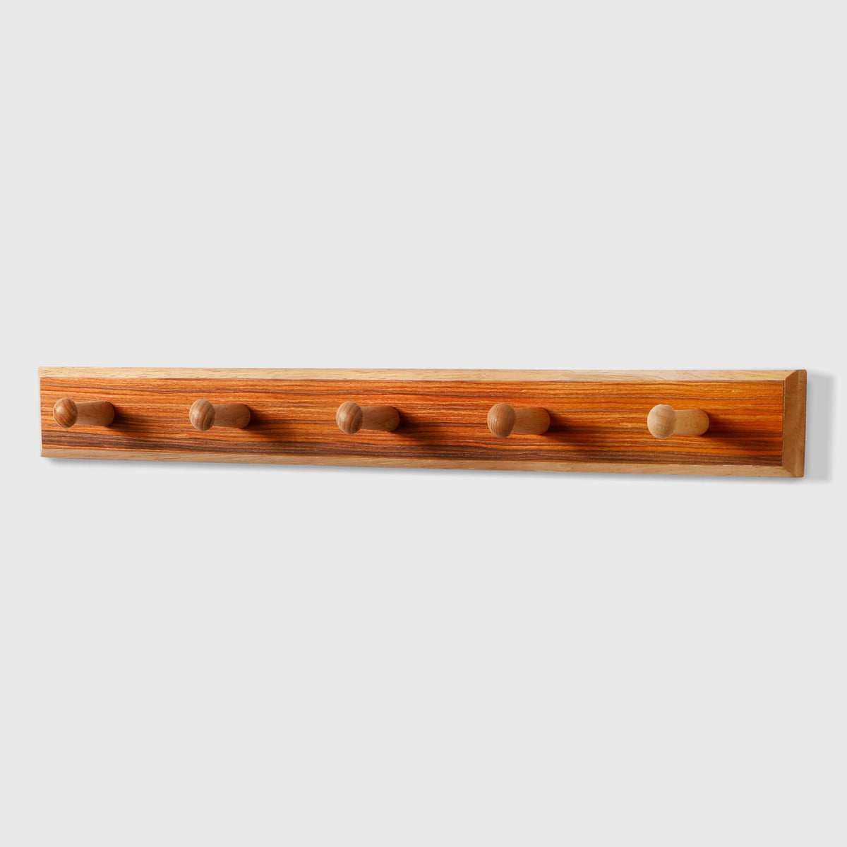 Rubberwood Wall Hook Rack with Brazilian Veneer — 4 to 6 Hooks
