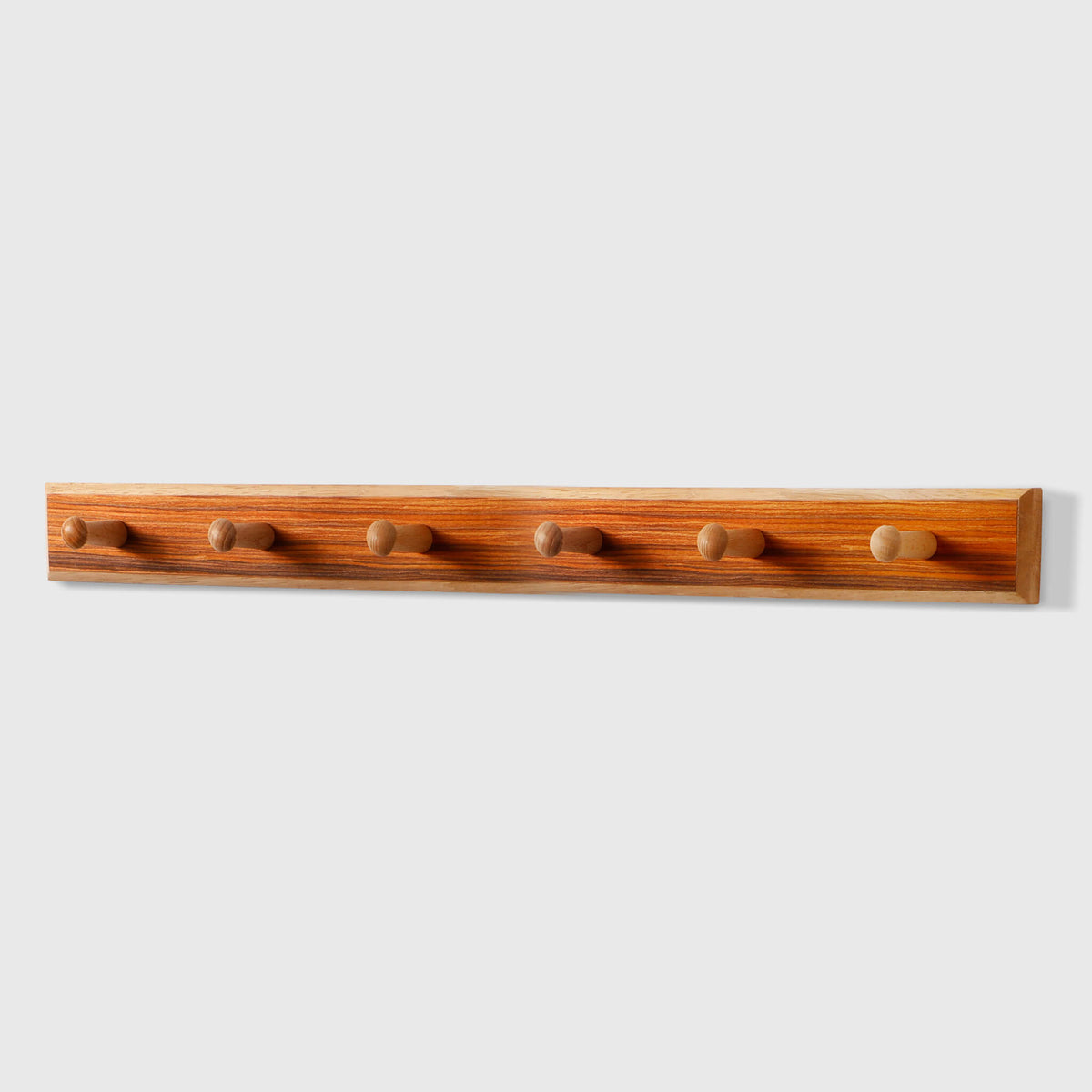Rubberwood Wall Hook Rack with Brazilian Veneer — 4 to 6 Hooks