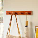 Rubberwood Wall Hook Rack with Cherry Veneer — 4 to 6 Hooks