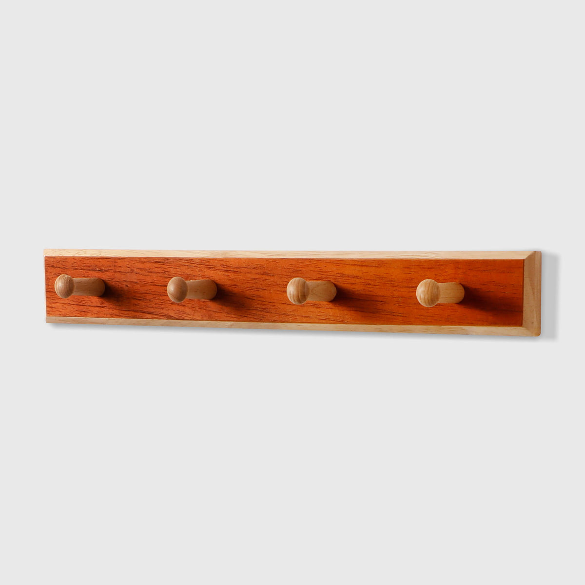 Rubberwood Wall Hook Rack with Cherry Veneer — 4 to 6 Hooks