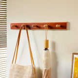 Rubberwood Wall Hook Rack with Cherry Veneer — 4 to 6 Hooks
