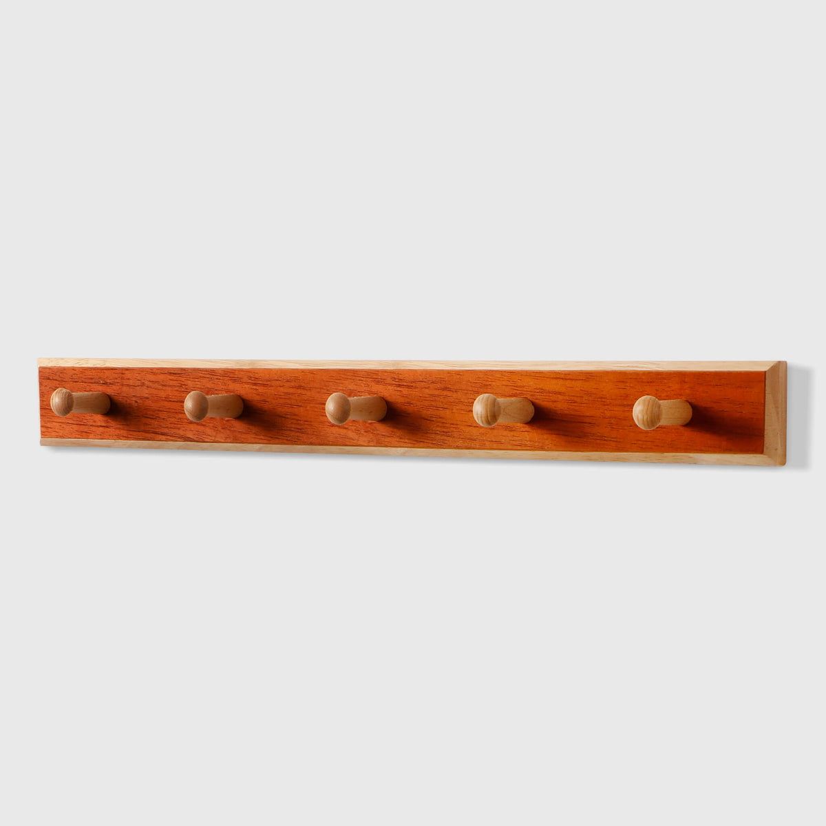 Rubberwood Wall Hook Rack with Cherry Veneer — 4 to 6 Hooks