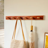 Rubberwood Wall Hook Rack with Cherry Veneer — 4 to 6 Hooks