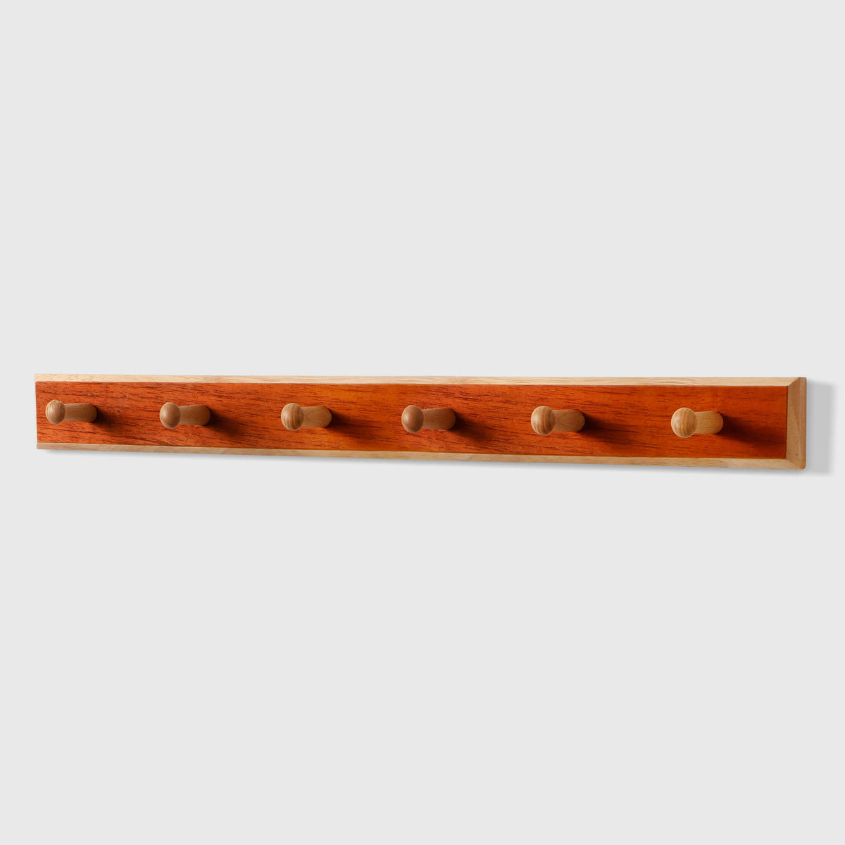 Rubberwood Wall Hook Rack with Cherry Veneer — 4 to 6 Hooks