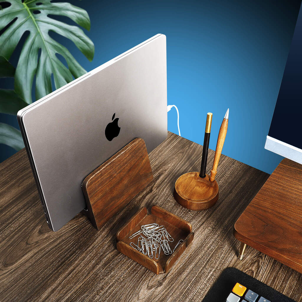 Walnut Vertical Laptop Stand — Solid American Black Walnut