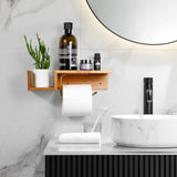 Walnut Toilet Paper Holder With Shelf