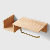 Red Oak Toilet Paper Holder With Shelf