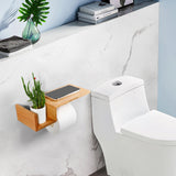 Walnut Toilet Paper Holder With Shelf