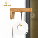Walnut Toilet Paper Holder — Double Brass Rod with Shelf