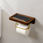 Red Oak Toilet Paper Holder | Double Brass Tube