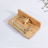 Walnut Toilet Paper Holder — Double Brass Rod with Shelf