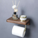 Walnut Toilet Paper Holder — Wall Mount with Shelf