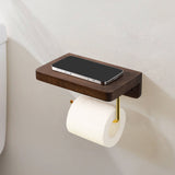 Walnut Toilet Paper Holder — Wall Mount with Shelf