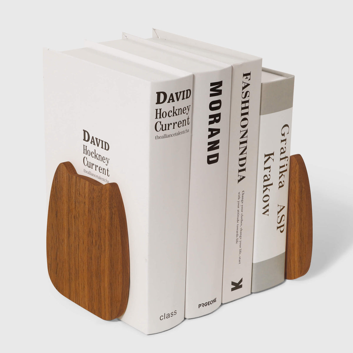 Wooden Cat Bookends — Handmade Solid Walnut