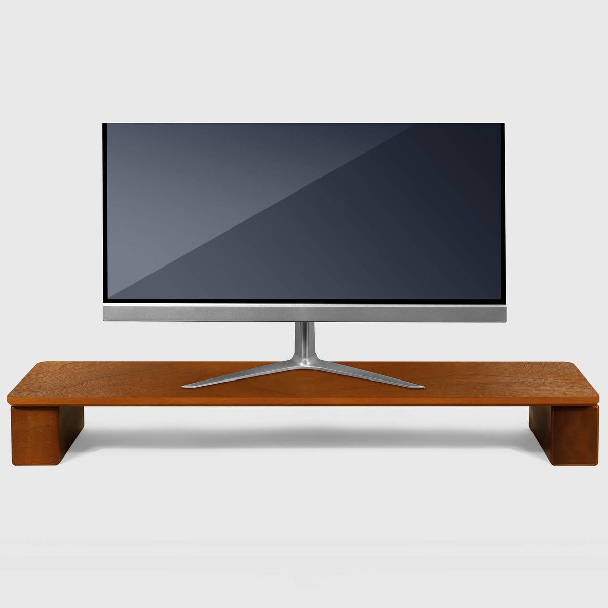 RubberWood Dual Monitor Stand