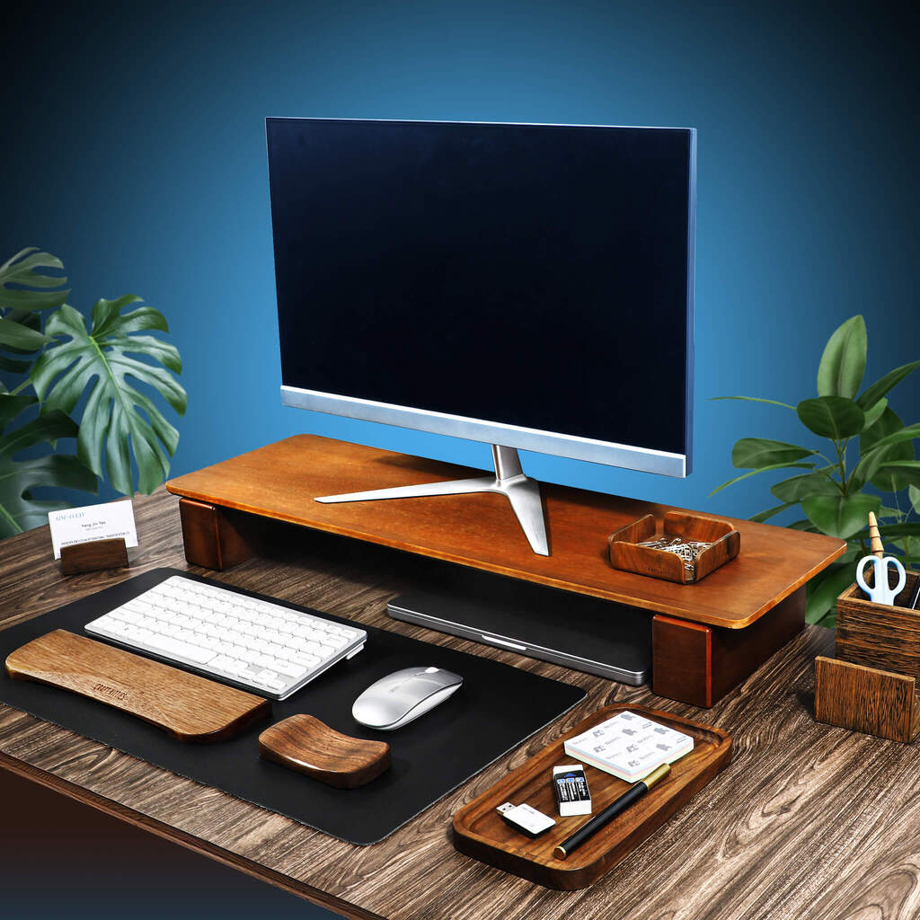 Walnut Dual Monitor Stand