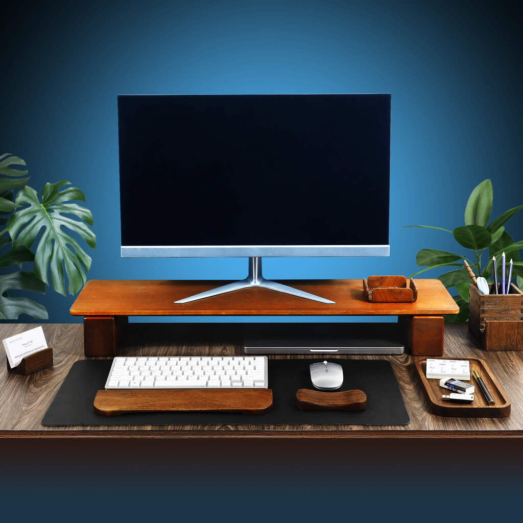 Walnut Dual Monitor Stand