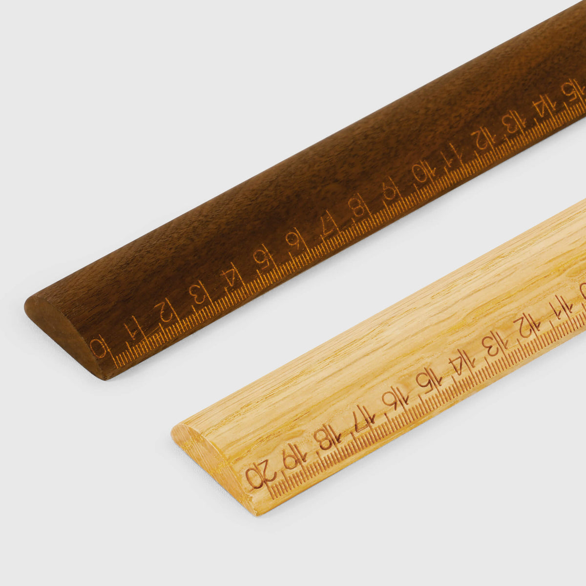 Walnut & Red Oak Solid Wooden Ruler | Rounded