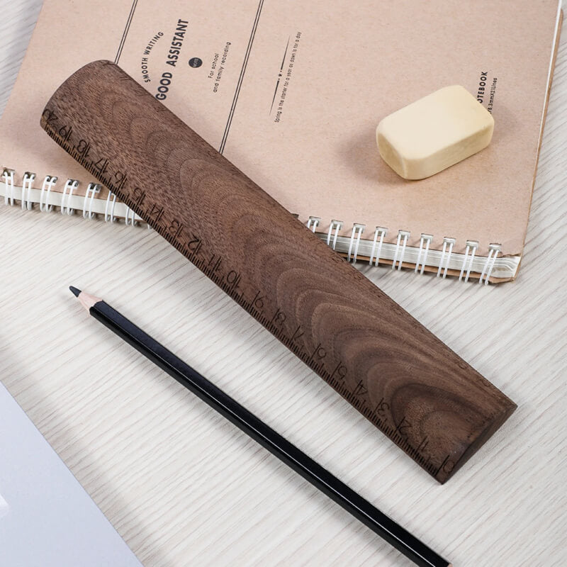 Walnut & Red Oak Solid Wooden Ruler | Rounded