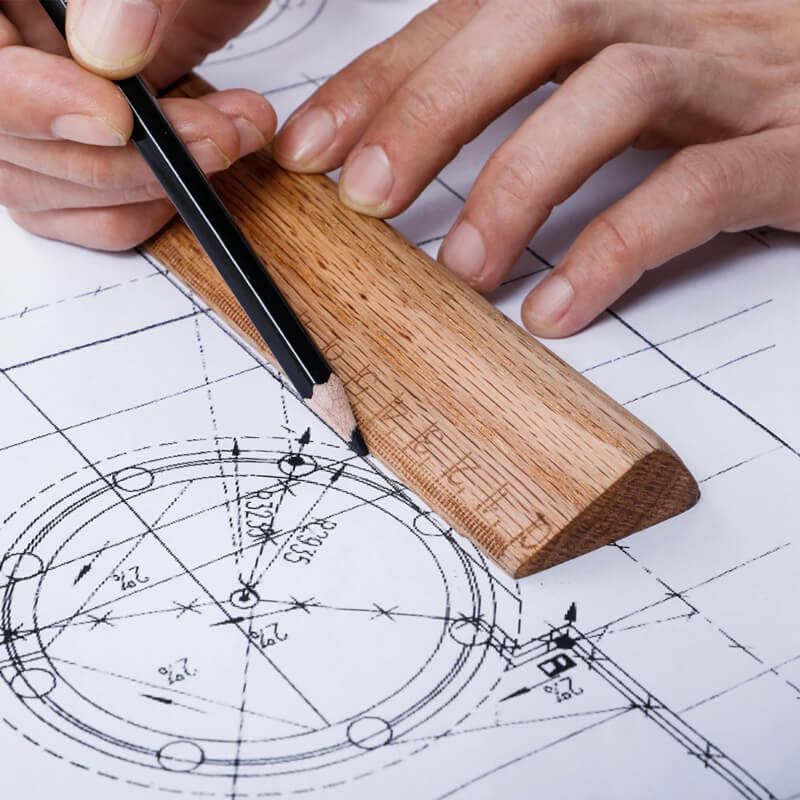 Walnut & Red Oak Solid Wooden Ruler | Rounded