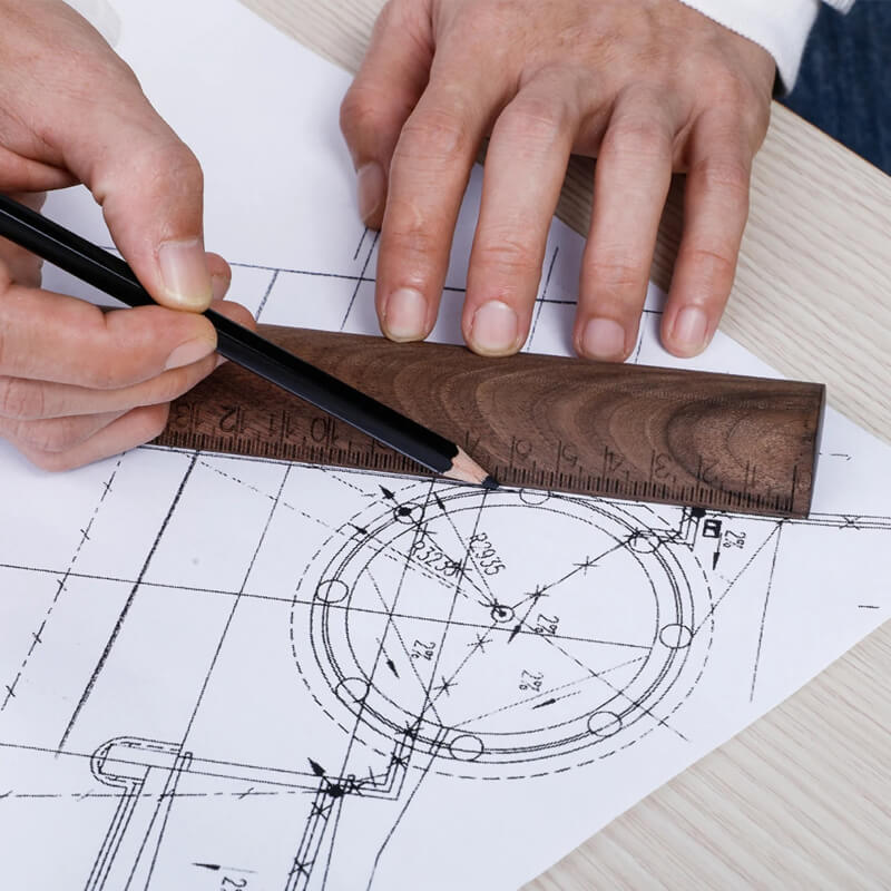 Solid Wood Triangular Ruler — Walnut & Red Oak