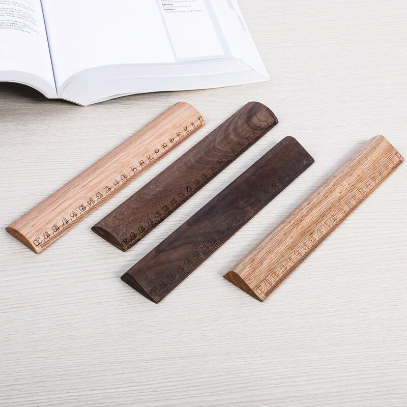 Walnut & Red Oak Solid Wooden Ruler | Rounded