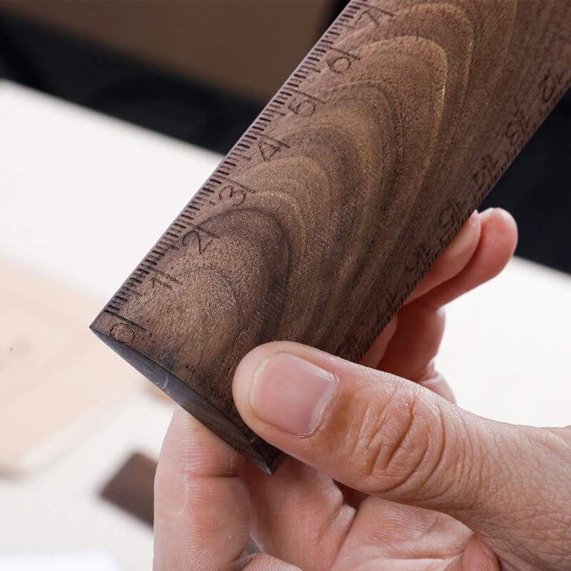 Solid Wood Ruler — Handmade Walnut & Red Oak, 21 cm