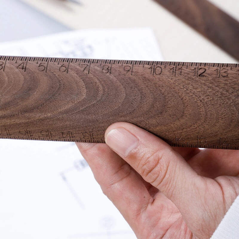 Solid Wood Triangular Ruler — Walnut & Red Oak
