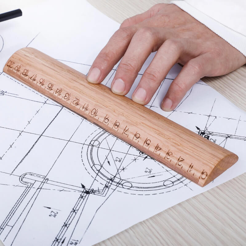 Solid Wood Ruler — Handmade Walnut & Red Oak, 21 cm
