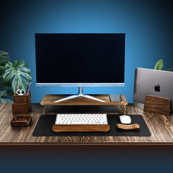 Walnut Suction Moulding Wooden Monitor Stand