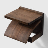 Walnut Wood Toilet Paper Holder — Wall Mount with Shelf