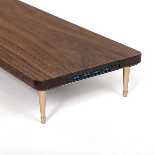 Walnut Wood Monitor Stand With USB Ports