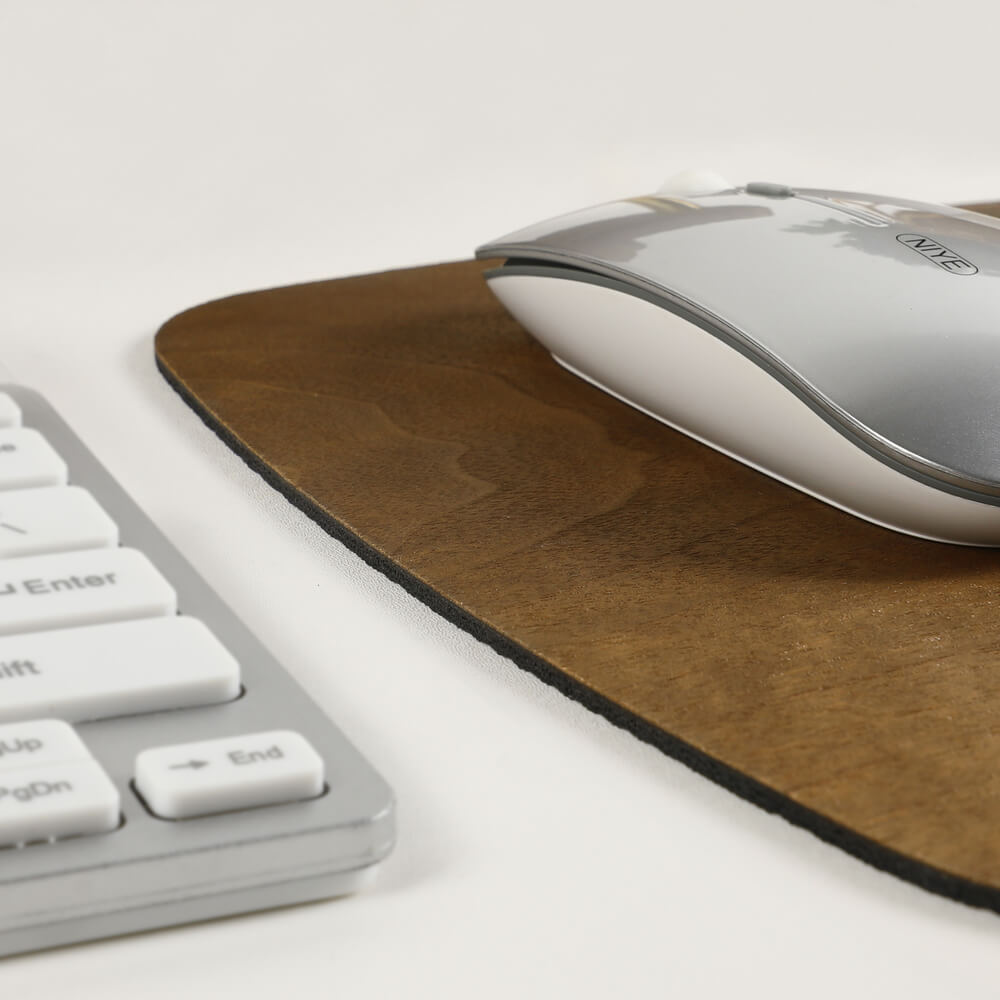 Real Walnut Wood Mouse Pad — Rectangular Desk Mat