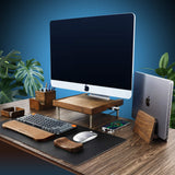 Walnut iMac Wood Monitor Stand With USB Ports
